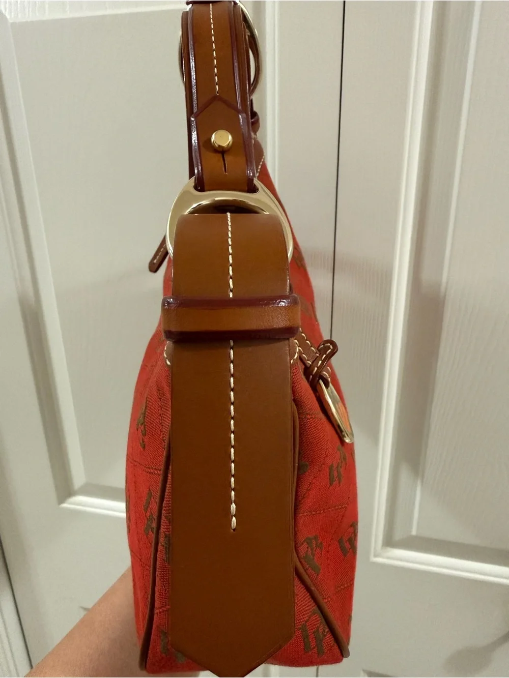 Dooney & Bourke Medium Hobo Red DB Monogram Jacquard Y2K Shoulder Bag HM402